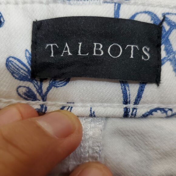 Talbots White and Blue Print Denim Slim Ankle Jeans Size 20WP - Picture 6 of 7